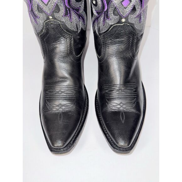 Gypsy Rose Western Boot Leather Cowboy Black Purple Studded Rhinestone Women 7.5 - Picture 5 of 16